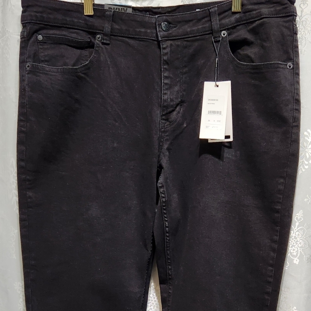 NEW DKNY Bedford Men's Slim Fit Straight Leg Black Rinse Denim Jeans (36x32) - Picture 3 of 16